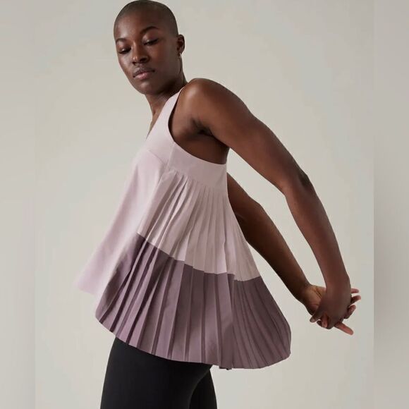 Athleta Swing Forward Pleated Tank Top Size Small Mauve Lavender NWT $109 - Picture 2 of 12